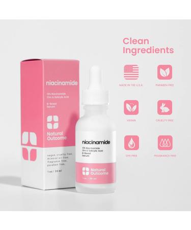 Niacinamide Serum for Face | B-Boost 10% Niacinamide + 2% Zinc | Acne Treatment & Pore Reducer | Natural Outcome Skin Care - Buy Online on GoSupps.com