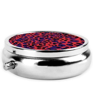 Red & Blue Leopard Print Portable Pill Box | Round Mini 3-Compartment | Travel Essential for Small Pills - Buy Online on GoSupps.com