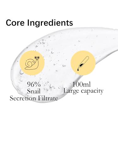 Snail Mucin Serum 96% - Powerful Hydrating Essence for Skin Care | 100ml Snail Secretion Filtrate Face Repair - Buy Online on GoSupps.com