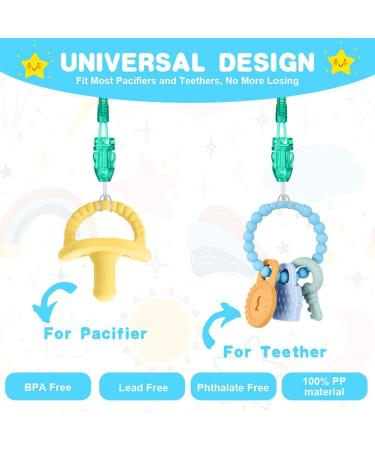 Vicloon Baby Dummy Clips 5 Pcs - BPA Free Soother Pacifier Chain Holder for Teether Toy - Green - Buy Online on GoSupps.com