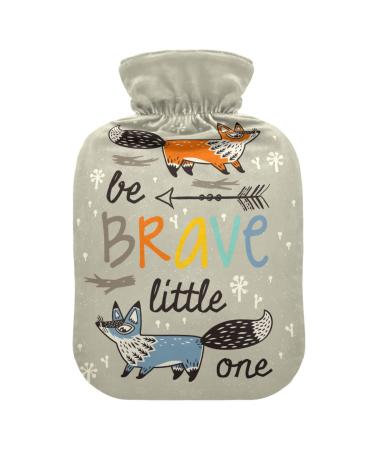 Cute little foxes hot water bottle with cover soft warm for winter bed hand neck and shoulders 2 l