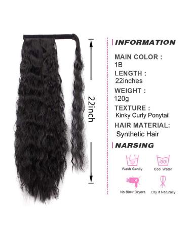22-Inch Heat-Resistant Black Wavy Ponytail Extension - Stamped Glorious Wrap Around Hairpiece for Women - Buy Online on GoSupps.com