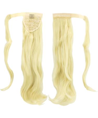 Human Hair Ponytail Hair Piece Ponytail Hair Extension Synthetic Curly Wrap Around Clip In Blonde Wave Pony Tail Fake Hair Ponytail Hairpiece for Women(613 Blonde) 22INCHES 613 Blonde - Buy Online on GoSupps.com