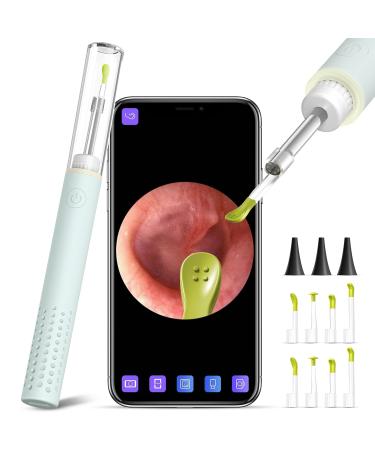 Ear Wax Removal Tools, Otoscope Ear Cleaning Camera,Scopearound Ear Endoscope with 6 Adjustable LED Lights, Earwax Removal Camera Compatible with iPhone & Android and Tablet. Green