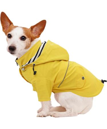 Pethiy Premium Waterproof Dog Raincoat - XXL Yellow Rain Jacket with Removable Hood & Reflective Buttons for Dogs - Buy Online on GoSupps.com