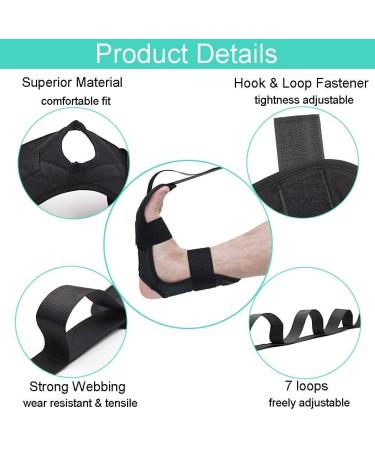 EOM Yoga Stretch Strap Leg Stretcher - Foot Stretching Belt with Loops for Rehabilitation & Gymnastics - Black - Buy Online on GoSupps.com