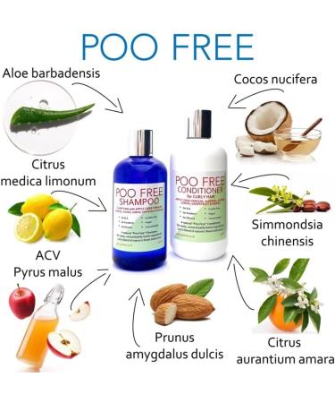 99% Natural CLARIFYING SHAMPOO - CURLY HAIR - CIDER VINEGAR ALMOND JOJOBA With LEMON & PETITGRAIN - 250ml - by POO FREE. No Sulfates No Parabens Gentle Concentrated - Buy Online on GoSupps.com