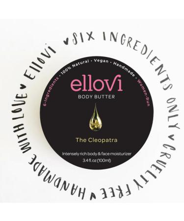 Ellovi All-Natural Body Butter - The Cleopatra - Pure Enough to Eat - Made With Just 6 Vegan Ingredients - Ultra-Rich 100% Plant-Based Moisturizer For Naturally Healthy Skin (3.4 fl. oz/100ml) 3.4 Fl Oz (Pack of 1) The Cleo  - Buy Online on GoSupps.com