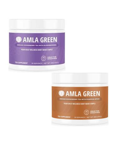 Amla Powder & Green Tea Superfood Supplement with Elderberry & Pumpkin Spice Organic Vegan 30 Servings