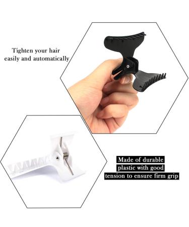 12 Pack BAHABY Hair Clips for Styling - Black & White Butterfly Hair Clamps for Women - Ideal for Deep Conditioning, Blow Drying, Cutting, and Coloring - Buy Online on GoSupps.com