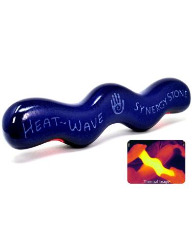 Heat-Wave (Sapphire) Synergy Stone - Contoured Hot Stone Massage Tool - Relaxing and Therapeutic for Neck, Back, Legs, Feet - Ultra-Smooth for Massage on Skin with Oil or Over Clothes