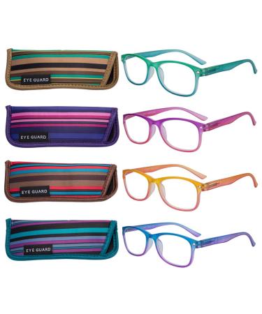 EYEGUARD 4 Pack Reading Glasses for Women Fashion Colorful Gradient Readers 2.25 Mix
