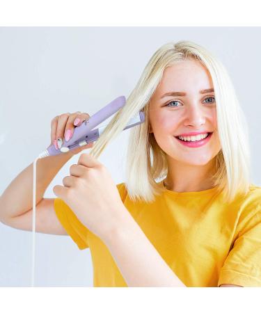 Mini Hair Straightener & Curling Iron - 2 in 1 Ceramic Flat Iron for All Hair Types - Tourmaline & Titanium Heating Plate (Purple - Buy Online on GoSupps.com
