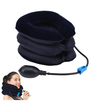 Segminismart Cervical Neck Traction Device neck pulling device neck support inflatable neck collar adjustable head and neck massage device for relief for the cervical spine pressure blue