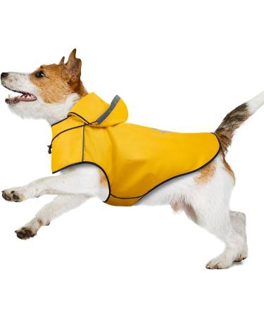 Waterproof Dog Raincoat with Reflective Strip | Adjustable Hooded Rain Jacket for Small to Large Dogs - DQGHQME Yellow - Buy Online on GoSupps.com