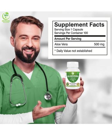 Aloevera Capsules | Pack of 60 Capsules 500mg | Pure & Natural Herb Ghritkumari | Gluten Free 1 - Buy Online on GoSupps.com