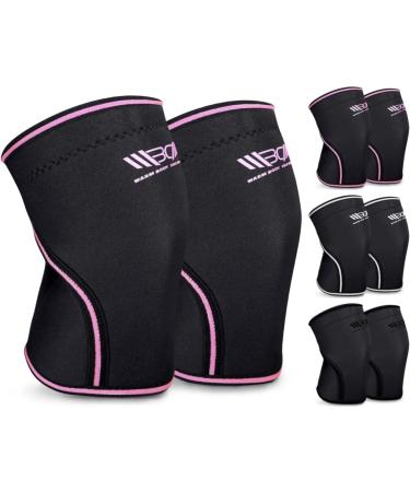 Warm Body Cold Mind Premium 7mm Neopren Knee Sleeves with anti-slip silicone stripes-compression Kniebandage for strength sports weight lifting (black/pink XXL (39.5-43cm)) XXL (39.5-43cm) black/pink
