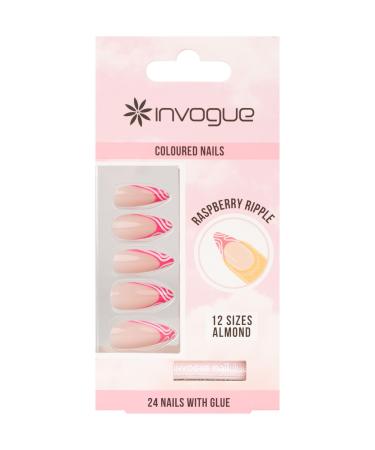 Invogue Raspberry Ripple Almond Nails (24 Pieces)