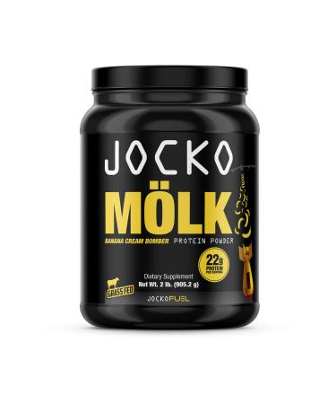 Jocko Mölk Protein Powder (Banana Cream) - Keto, Probiotics, Grass Fed Whey, Digestive Enzymes, Amino Acids, Sugar Free Monk Fruit Blend - Supports Muscle Recovery and Growth - 31 Servings Banana 2 Pound (Pack of 1)