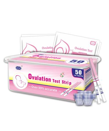 DAVID 50 Ovulation Test Strips Ovulation Predictor kit Fertility Test for Women 50 Free Urine Cup Fertility Tracker Kit Accurate Results - 50 Count LH Test