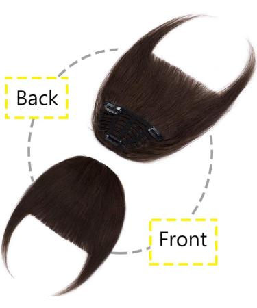 Silk-co One Piece Hair Bangs Fringe Hair Extensions Clip in Human Hair Extension #02 Dark Brown Straight Flat with Temple - Buy Online on GoSupps.com