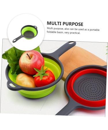 Zerodeko 2 Pcs Collapsible Drainer Basket Draining Basket Sink Strainer Basket Fruit Drain Basket Fruit Tray 34.5x20cmx2pcs Greenx2pcs - Buy Online on GoSupps.com