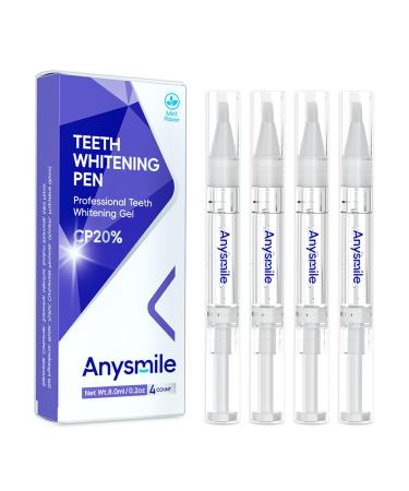 Teeth Whitening Pens Non Sensitive Teeth Whitener Gel with Effective 20% Carbamide Peroxide 4 Professional Tooth Whitening Gel Pens 2ml/Pen