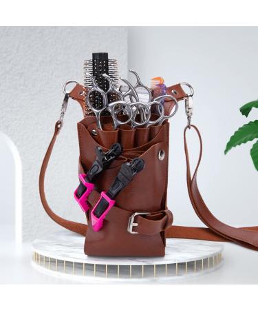 Niaoszhex Hairdressing Belt Bag Hairdressing Tools Waist Belt Bag Scissor Bag Haircut Hairdresser Tools Bag with Adjustable Shoulder Strap for Combs Razors Shears Clips (LQ-YZ Brown) LQYZ Brown