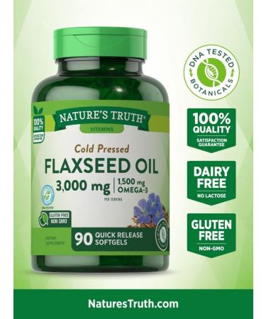 Nature's Truth Flaxseed Oil Capsules | 90 Softgels - Cold Pressed, Non-GMO & Gluten Free - Buy Online on GoSupps.com