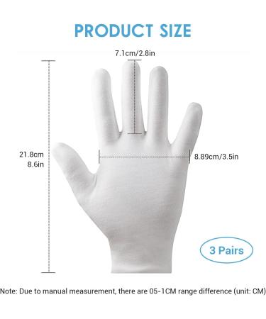 3 Pairs Cotton Gloves Moisturising Gloves White Cotton Gloves for Men and Women Cotton Gloves for Eczema White Gloves Eczema Dry Hands Soft Elastic Skincare Glove Working Gloves for Women - Buy Online on GoSupps.com