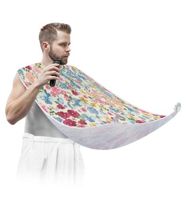 Beard Bib Apron Beard Bib Hair Catcher for Men Shaving and Trimming Non-Stick Waterproof Beard Cape Grooming Cloth Flowers
