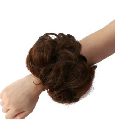 JJstar Messy Hair Bun Scrunchies for Women & Girls - Medium Brown Curly Wavy Synthetic Chignon Accessories - Buy Online on GoSupps.com