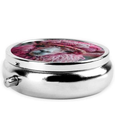 Cute Alpaca Portable Metal Pill Box | Round Mini 3-Compartment | Travel-Friendly Design for Small Pills | Ideal for International Shipping - Buy Online on GoSupps.com