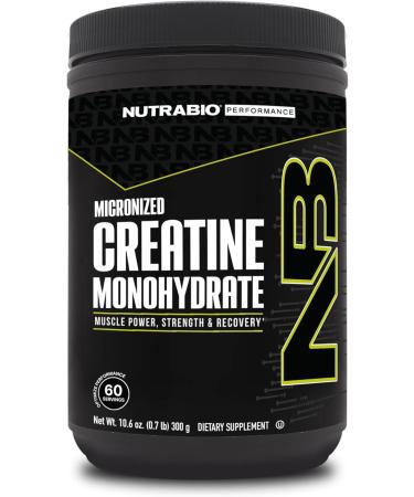 NutraBio Pure Micronized Creatine Monohydrate Powder Supplement, Unflavored, (300 g) - Supports Bulk Muscle Energy, Recovery, and Strength - HPLC Tested Creatine Powder Supplement for Men and Women Unflavored 300g - Buy Online on GoSupps.com