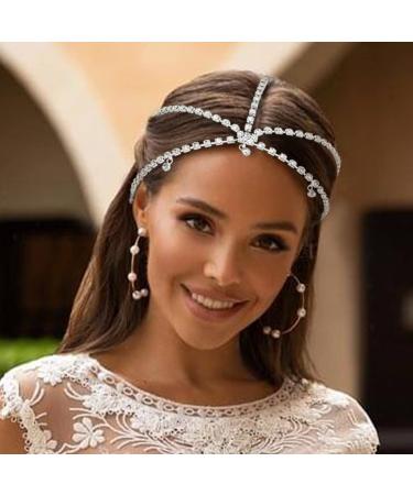 Flatser Vintage Crystal Wedding Head Chain - Silver Hairpiece for Bride & Prom - Women's Hair Accessories - Buy Online on GoSupps.com