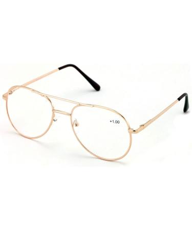 V.W.E. Classic Metal Reading Glasses - Gold Tear Drop Reader 2.0x with Spring Hinge | International Shipping Available - Buy Online on GoSupps.com