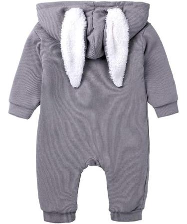 Kids Tales Newborn Baby Winter Rabbit Ear Hooded Romper 6-9 Months Grey Thick - Buy Online on GoSupps.com