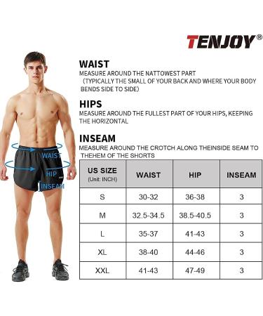 TENJOY Men's Running Shorts - Gym Athletic Workout Shorts with Zipper Pocket, Black, Medium - Buy Online on GoSupps.com