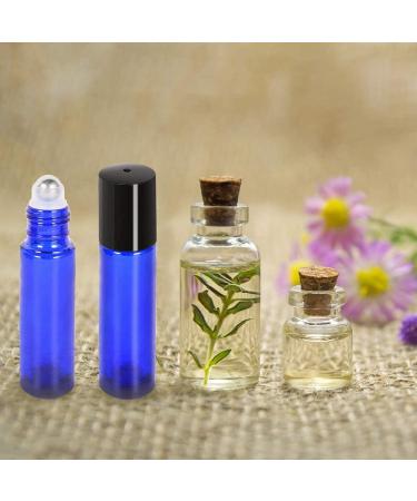 28 Pack Cobalt Blue Glass Roll On Bottles for Essential Oils | 10ml with Stainless Steel Balls | Includes Funnels Syringes & Stickers - Ideal for Fragrance & DIY Blends - Buy Online on GoSupps.com