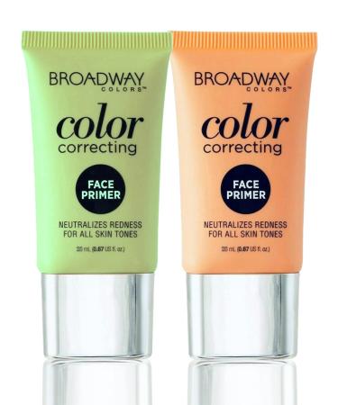 Cosmetics Color Correcting Liquid Primer Peach & Green - Redness Corrector - (2 Pack)- Broadway Colors