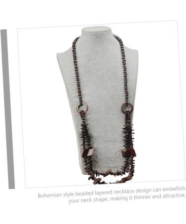 COOLHIYA Hawaiian Necklace Beaded Coir Necklace Necklaces A Necklace Vintage Decor Beaded Necklace Bride Wooden Beads Africa Coffee 110CM - Buy Online on GoSupps.com