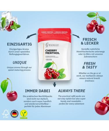 Wonder Toothpick Refill Pack | Flavorful Sugar-Free Cherry & Menthol Toothpicks | Fresh Breath & Smoking Cessation | Plastic-Free Chewing Gum Alternative - Buy Online on GoSupps.com