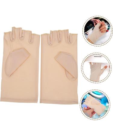 Housoutil 1 Pair Nail Gloves Spandex Fingerless Protector Miss 17x8.5cm Beige - Buy Online on GoSupps.com