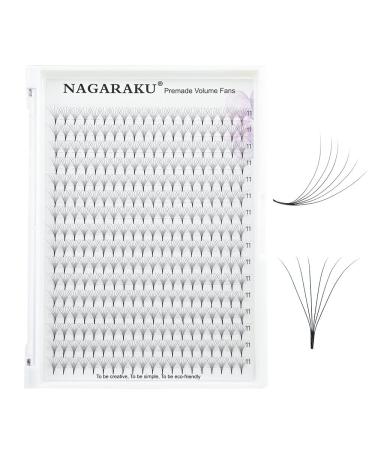 Nagaraku Volume eyelash extension prefabricated compartments 320pcs narrow stem slightly tight premade fans eyelash extensions artificial eyelashes 16 rows (6d 0.07mm starch 11mm) 11mm 6d-07-D Curl