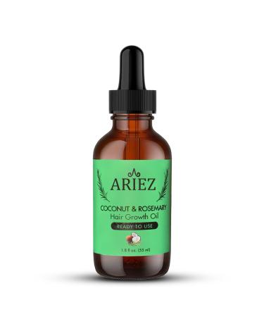 Ariez Coconut & Rosemary Oil Hair Growth Serum - Promotes Thicker and Fuller Looking Hair - For Dry & Damaged Hair - Anti Frizz- Stimulate Follicles Promote Regrowth - Cruelty Free - 55ml Original