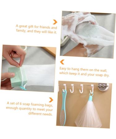 BELLIFFY 6pcs Bubble Net Bath Defoliator Towel Mesh Soap Saver Foaming and Drying Soap Net Bar Soap Pe White - Buy Online on GoSupps.com