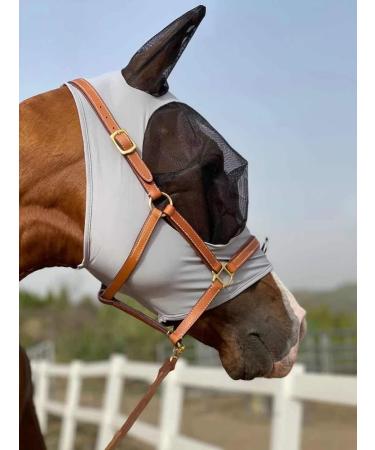 TGW Riding Horse Fly Mask - Super Comfort Elastic Fly Mask with Ears (Medium Light Grey) for Optimal Insect Protection - Buy Online on GoSupps.com
