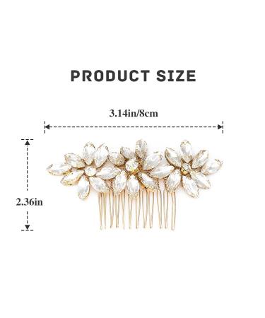 Latious Crystal Bridal Hair Comb - Gold Rhinestone Wedding Hair Clip for Women and Girls - Buy Online on GoSupps.com