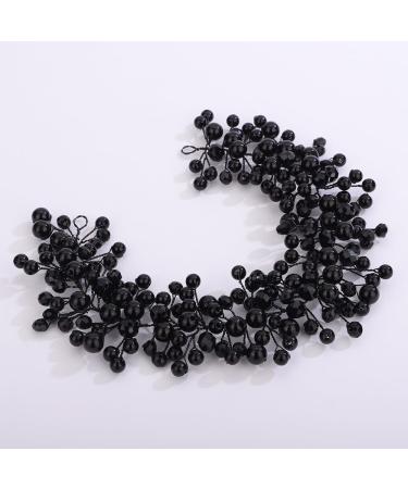 Kercisbeauty Black Ball Beads Headpiece for Wedding Brides Women Girls Special Occasion Jewelry - Buy Online on GoSupps.com