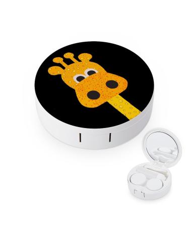 Giraffe Cute Contact Lens Case Travel Portable Travel Contact Lens Box with Mirror